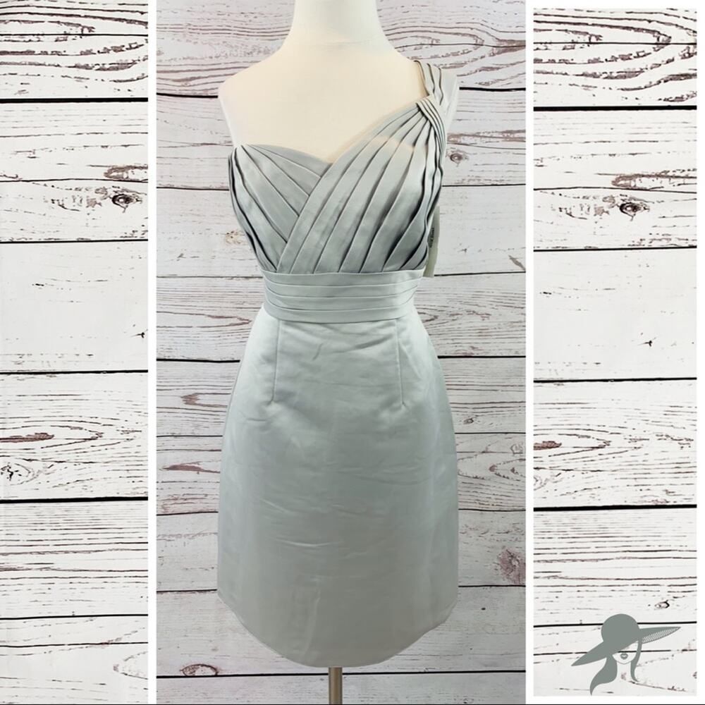 Eden Maids Bridesmaid silver pleated single strap